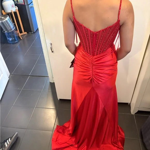 Elegant Red Beaded Dress